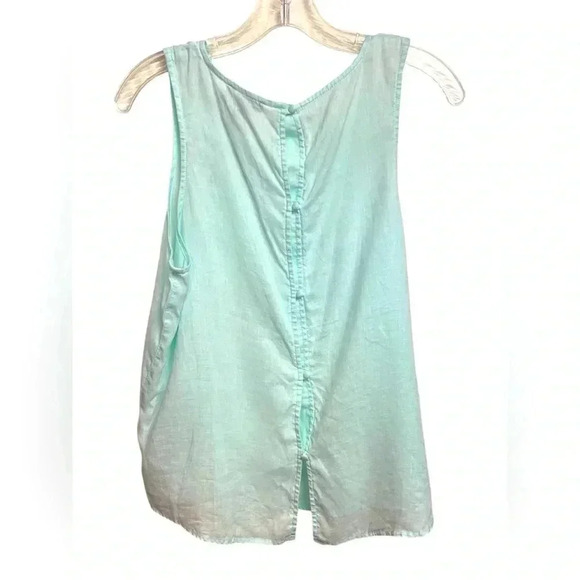 Lord & Taylor Petite 100% linen, lightweight, mint green tunic, back closure - Picture 2 of 6